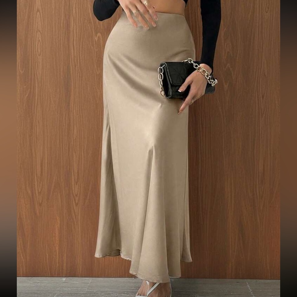 Classic Satin High Waist Fish Tail Long Maxi Skirt